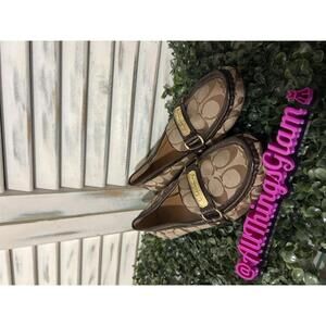 Coach Signature Brown Canvas and Leather Loafers 10